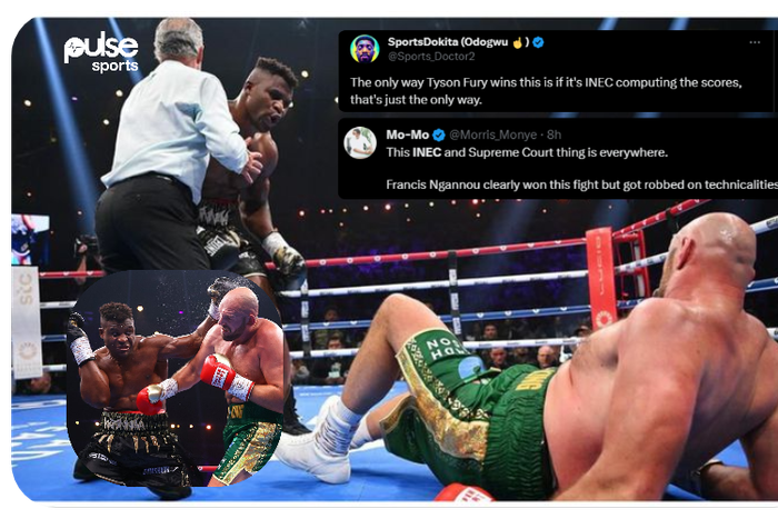 INEC in the mud as Nigerians claim the electoral body rigged the Francis Ngannou vs Tyson Fury fight