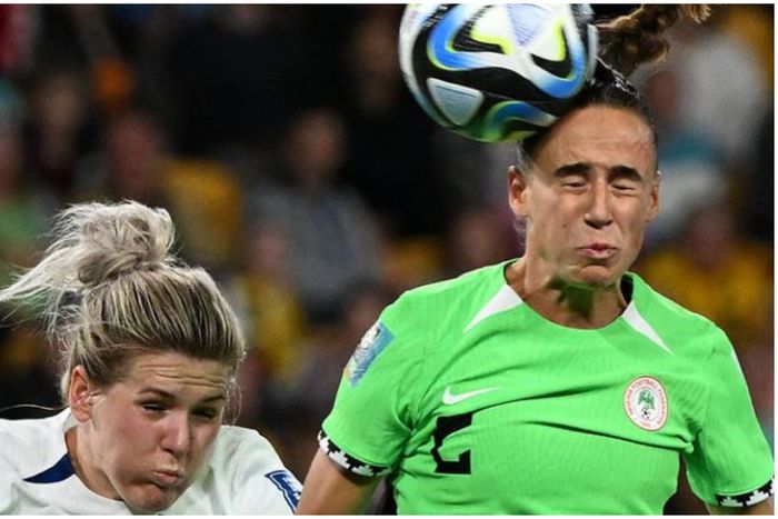 Ashleigh Plumptre in action for Nigeria against England