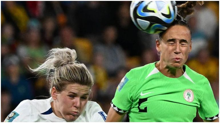 Ashleigh Plumptre in action for Nigeria against England