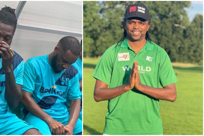 Emmanuel Adebayor (L), Jay Jay Okocha (middle) and Nwankwo Kanu.