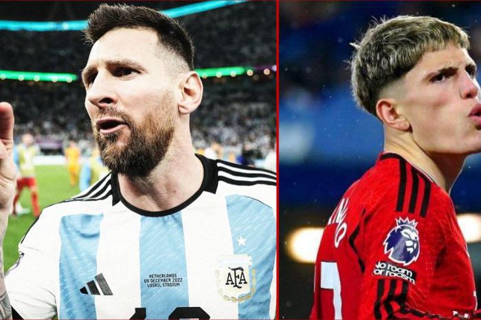 Argentina captain Lionel Messi and Alejandro Garnacho