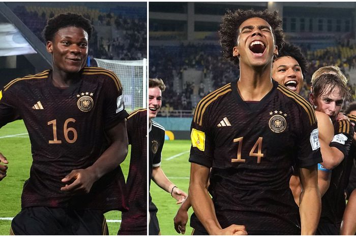 Winners Osakwe and David Odogu celebrate the win against Argentina.