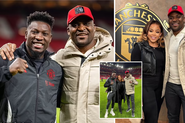Cameroon connection as Francis Ngannou poses with Andre Onana and his doctor wife before Man United's first win under Amorim
