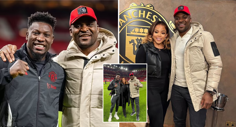 Cameroon connection as Francis Ngannou poses with Andre Onana and his doctor wife before Man United's first win under Amorim