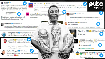 'You are eternal' - Premier League clubs, Burna Boy, and others react to Pelé's death