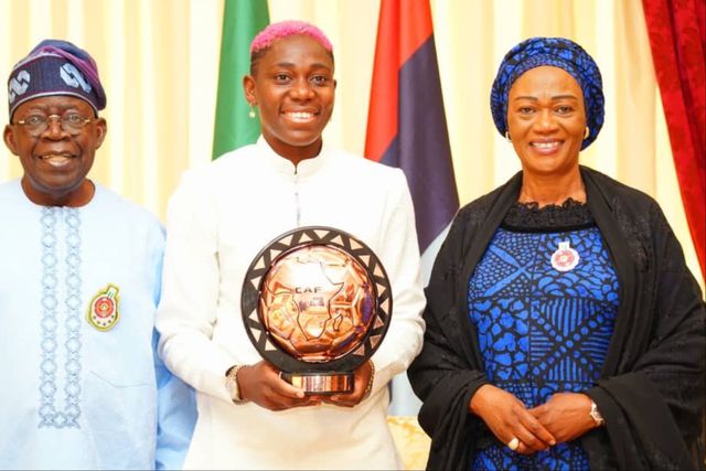 President Bola Tinubu of the Federal Republic of Nigeria has gone viral for hosting Asisat Oshoala of the Super Falcons.