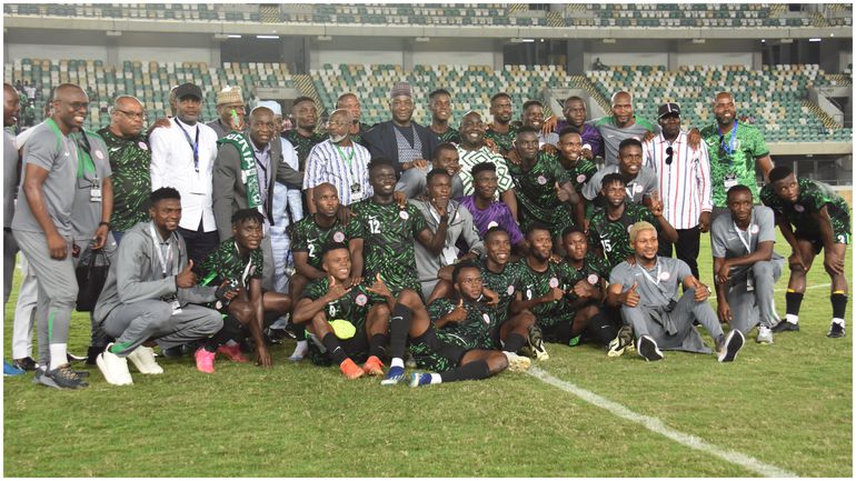 The victorious Super Eagles team after the match against Ghana.