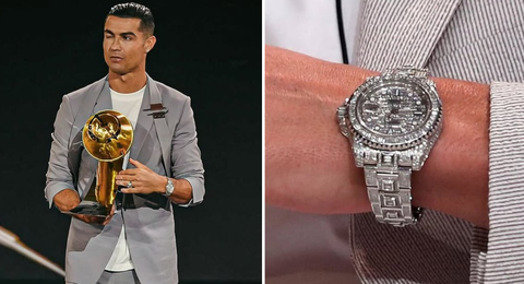 Cristiano Ronaldo shines at Globe Soccer Awards with ₦825MILLION Iced-out Rolex