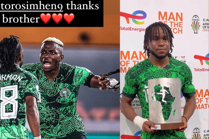 Ademola Lookman gives thanks to Osimhen for assisting in the Super Eagles win against Cameroon.