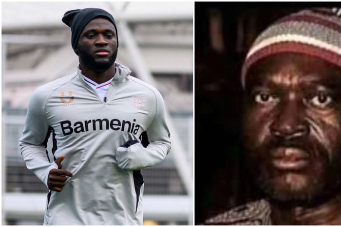 Victor Boniface training at Leverkusen.