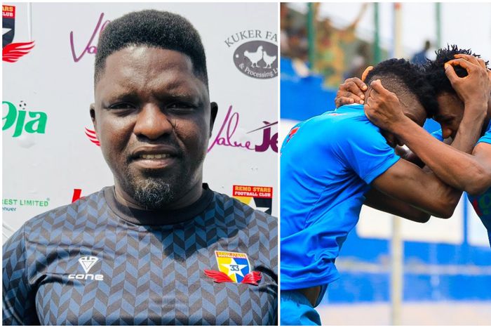 Super Eagles B coach Daniel Ogunmodede and his Remo Stars team.