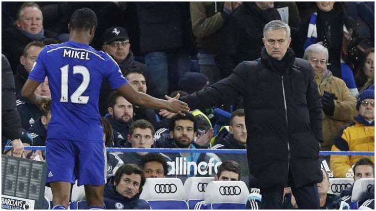 Mikel Obi and Jose Mourinho.