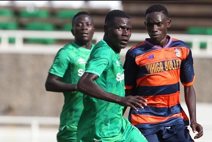 Gor Mahia new signing Patrick Kaddu in action against Vihiga Bullets.