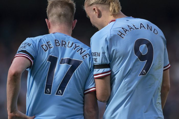 Manchester City duo Kevin De Bruyne and Erling Haaland