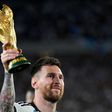 Lionel Messi lifts the 2022 World Cup Trophy after Argentina won