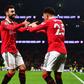 Bruno Fernandes celebrate a goal for Manchester United vs Aston Villa.