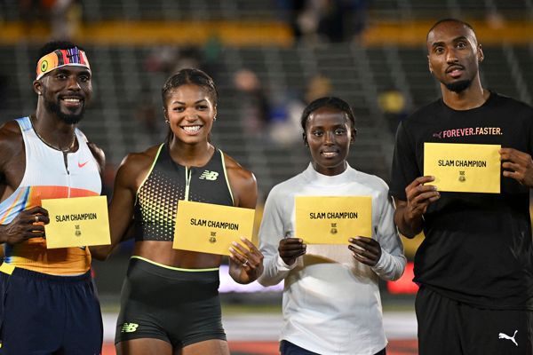 Gabby Thomas and Kenny Bednarek were among some of the inaugural Grand Slam Track champions during the Kingston Slam.