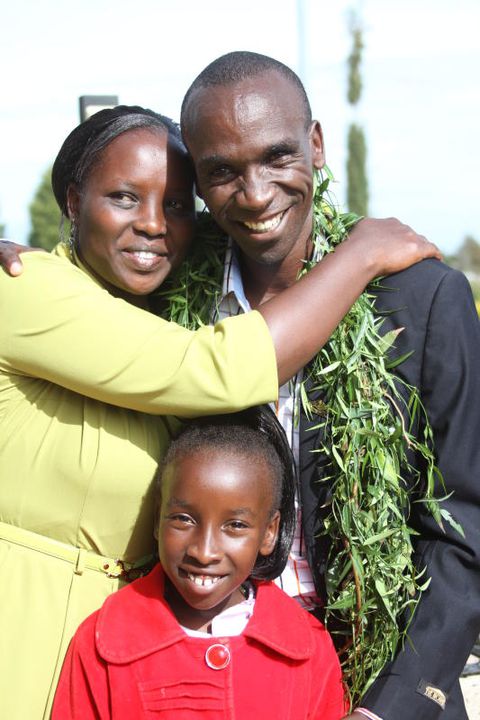 Eliud Kipchoge is married to Grace Sugutt, and the couple has three children.