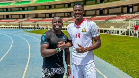 Michael Olunga offers loving shoulder to sprint star Omanyala