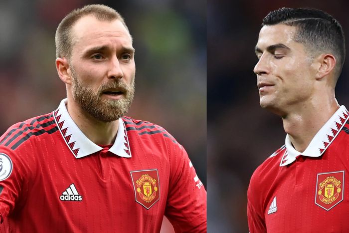 Manchester United midfielder Christian Eriksen with Cristiano Ronaldo