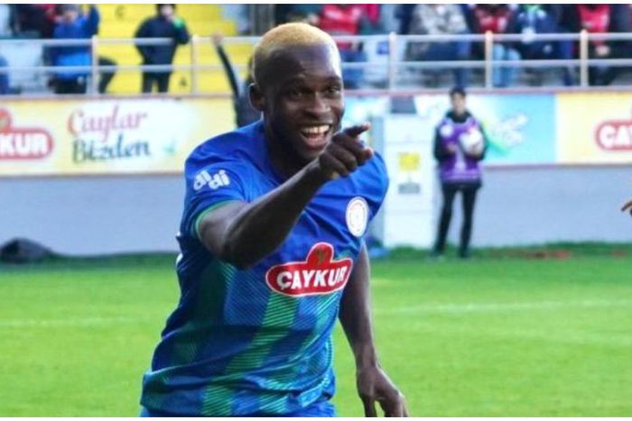 Olawoyin Ibrahim wheels off after scoring the winner for Rizespor.