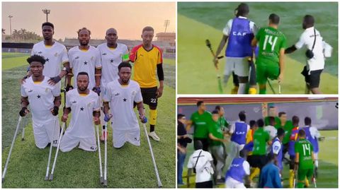 Watch: Amputee AFCON final descend to chaos as Ghana, Morocco players exchange blows with crutches