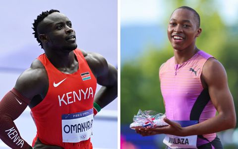Ferdinand Omanyala Gives Bayanda Walaza His Flowers Ahead of High-Stakes Kip Keino Classic Clash