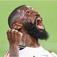 A passionate Antonio Rudiger screams after the tackle against Denmark.