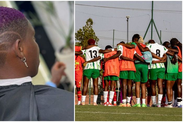 Asisat Oshoala (no.8) featured against Ghana in her Super Falcons return.