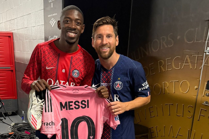 Ousmane Dembele and Lionel Messi after PSG vs Inter Miami Club World Cup clash || Image credit: X