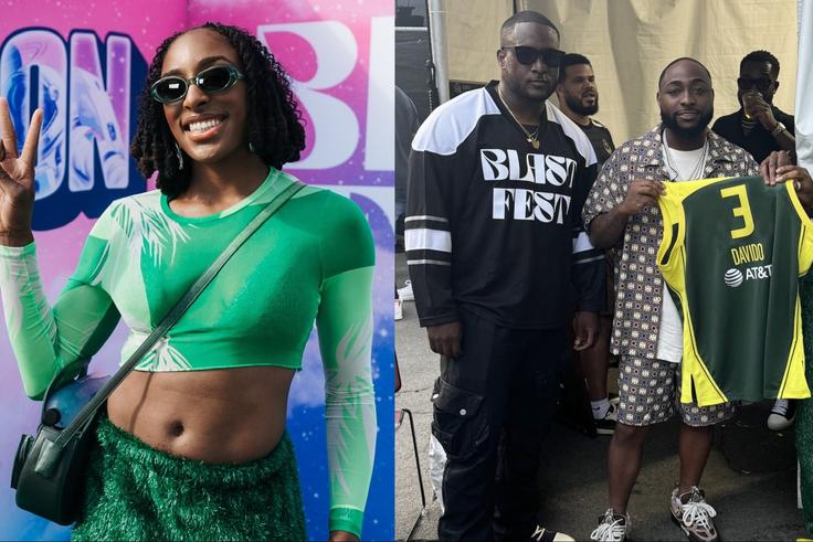Nigerian-born WNBA star Nneka Ogwumike gifts Davido Jersey.