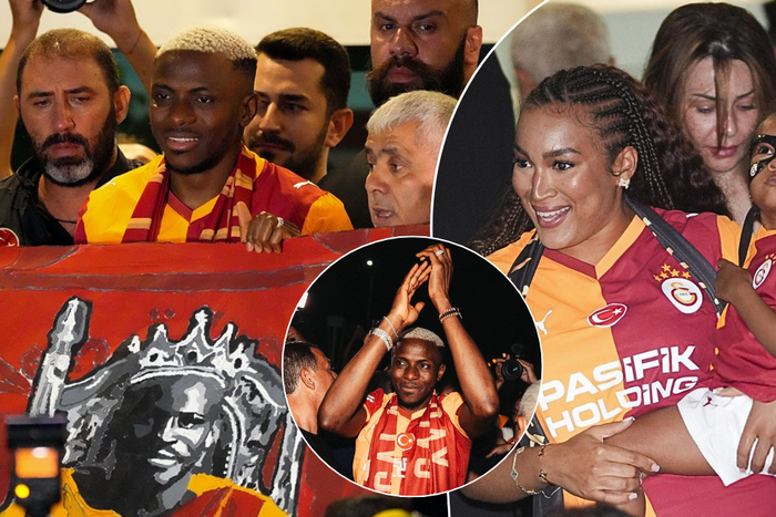€75million DONE deal! Osimhen and his girlfriend Stefanie Ladewig, welcomed by thousands of adoring fans at airport after sealing return to Galatasaray