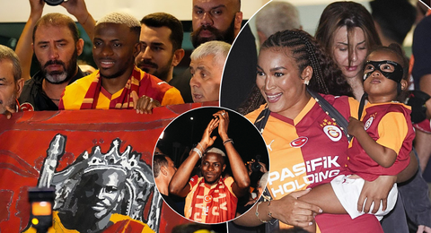 €75million DONE deal! Victor Osimhen and girlfriend Stefanie Ladewig welcomed by thousands of fans on return to Galatasaray
