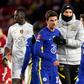 Photo by Richard Lee Shutterstock: Thomas Tuchel of Chelsea manager celebrates after the full time whistle with Mason Mount of Chelsea Middlesbrough v Chelsea,