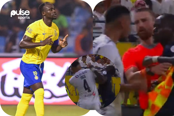 Sadio Mane involved in another fight || Photo Credit: The Sun and Le Soir || Created by Stephen