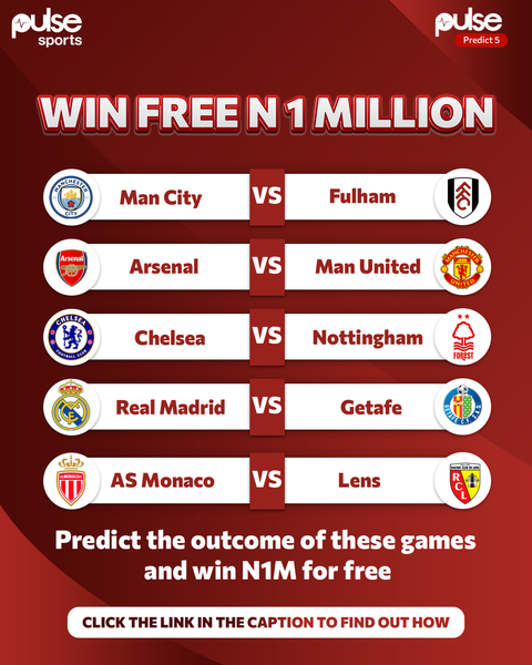 Pulse Sports prediction game: Enter your week 4 predictions for a chance to win ₦‎1 million
