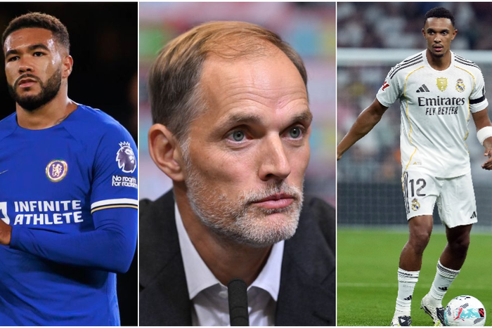 Photo collage of Reece James, Thomas Tuchel, and Trent Alexander-Arnold |Pulsesports.ng