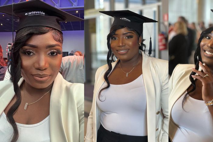Super Eagles star Moses Simon celebrates as wife on graduation with International Business Management degree. Instagram/Moses Simon