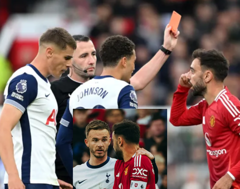 Bruno Fernandes reveals what Tottenham player told him after his foul earned him a direct red card