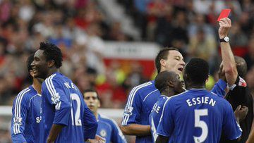 Mikel Obi receives a red card || X