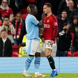 Doku taunts Antony following heated clash in Manchester Derby