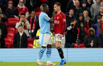 Doku taunts Antony following heated clash in Manchester Derby