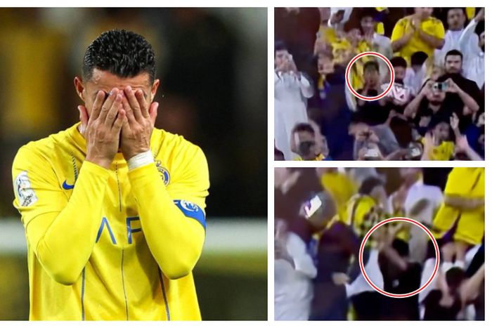 Ronaldo’s awkward penalty sends young fan's mobile phone flying