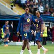 Marcus Rashford and Lamine Yamal smile and warm up during the UEFA Champions League 2025 26 League Phase MD3 match between FC Barcelona and Olympiacos || Image credit: Imago
