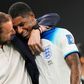 England manager Gareth Southgate with Marcus Rashford after his excellent display against USA
