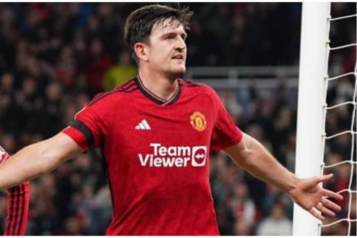 Maguire celebrates the winner for Manchester United against Copenhagen