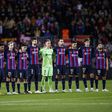 FC Barcelona, Barca - UD Almeria - La Liga FC Barcelona inicial team Robert Lewandowski, Ousmane Dembele, Alex Balde, Frenkie de Jong, Pedri, Gerard Pique, Ter Stegen, Sergio Busquets, Ferran Torres, Marcos Alonso, Jordi Alba, during the La Liga match