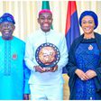 Asisat Oshoala with Nigeria's President Bola Ahmed Tinubu and wife.