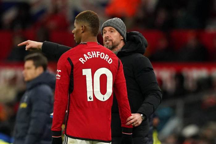 Premier League - Old Trafford Manchester United s Marcus Rashford with manager Erik ten Hag on the touchline during a Premier League || Image credit: Imago