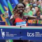Sharon Lokedi cuts the tape at the New York City Marathon